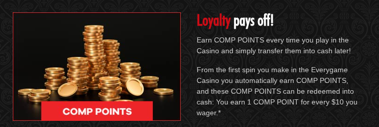 Everygame Casino Comp Points System
